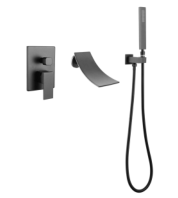 Handle Concealed Shower Mixer System Shower Head Rain Mixer Wall-Mounted Golden Shower Faucet Set 03