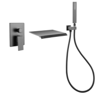 Handle Concealed Shower Mixer System Shower Head Rain Mixer Wall-Mounted Golden Shower Faucet Set 04
