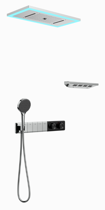 5 Function Concealed Ceiling Shower System Set with Ceramic Cartridge and Solid Brass Body for Villa Hotel Project 02