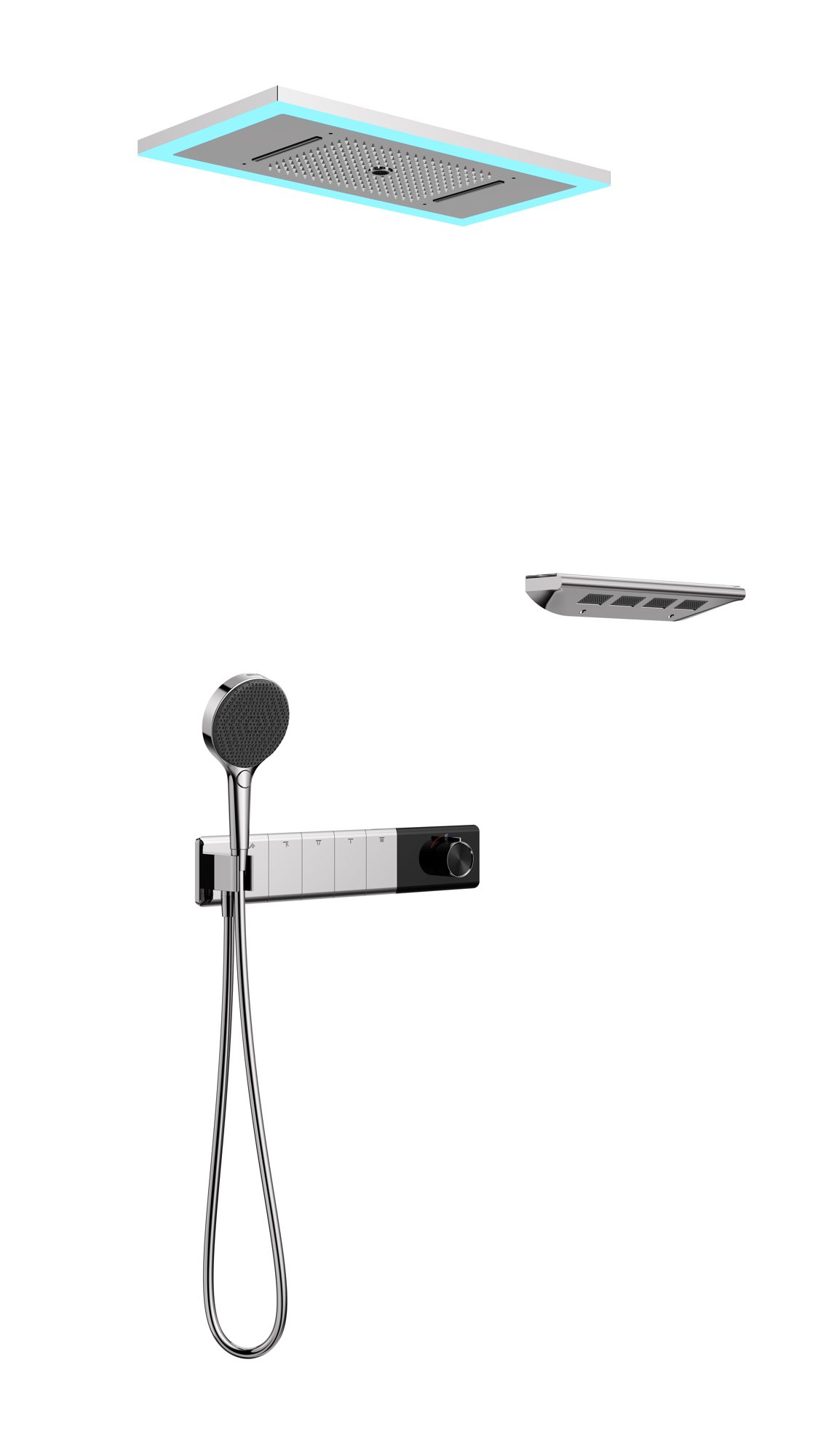 5 Function Concealed Ceiling Shower System Set with Ceramic Cartridge and Solid Brass Body for Villa Hotel Project