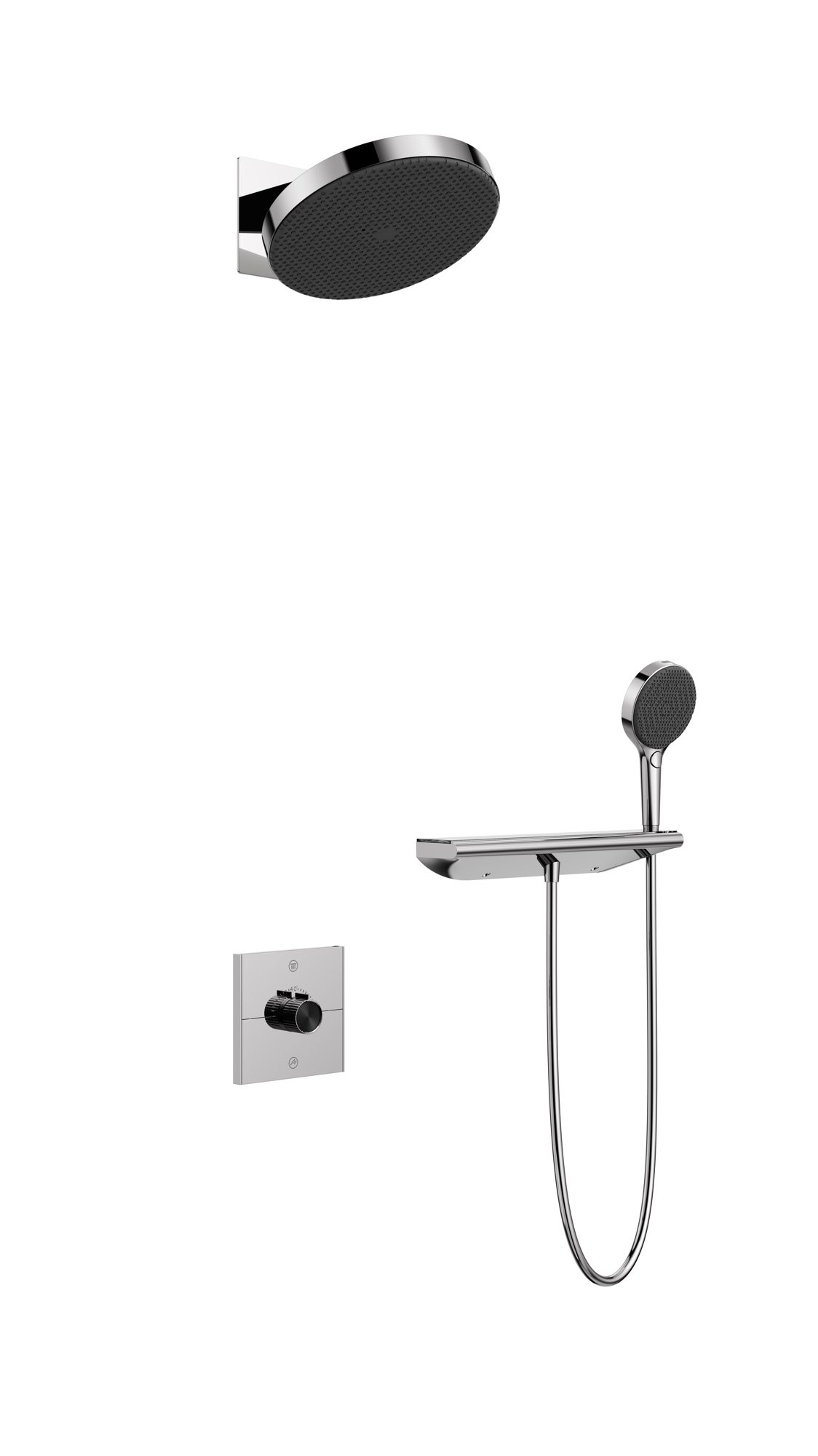 New Wall Mounted Concealed 3 Ways Smart Display Diverter Brass Thermostatic Shower Valve Rainfall Shower Set Body Spray 03