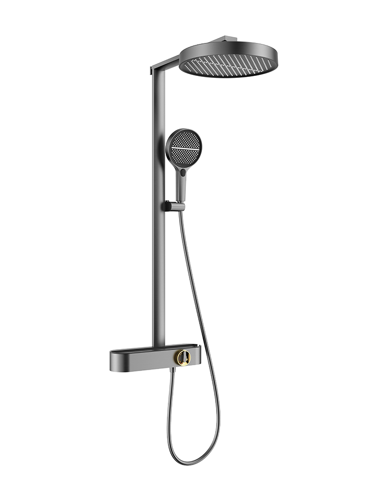 Gun Metal Finished Surface Mounted Hot and Cold Brass Shower Mixer Round Exposed Shower Faucet