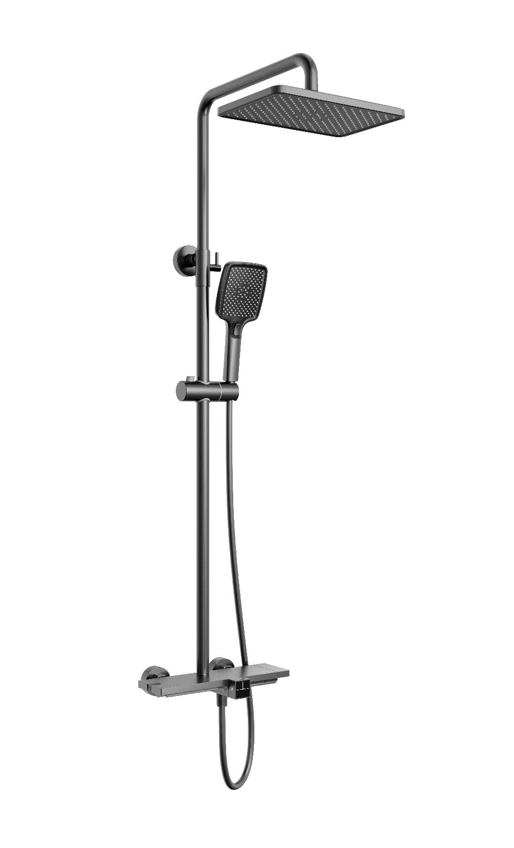 Modern Piano Keys Shower System Multi-function Wall Mounted Gunmetal Grey Space Aluminum Bathroom Rainfall Shower Set