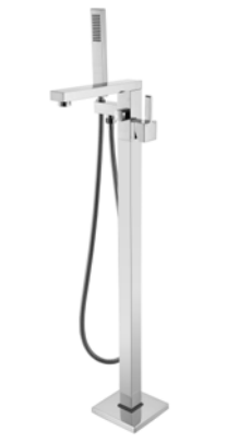 Hot Sale Solid Black Brass Ceramic Thermostatic Rain Single Handle Modern Freestanding Floor-Mounted Bathtub Faucet Mixer