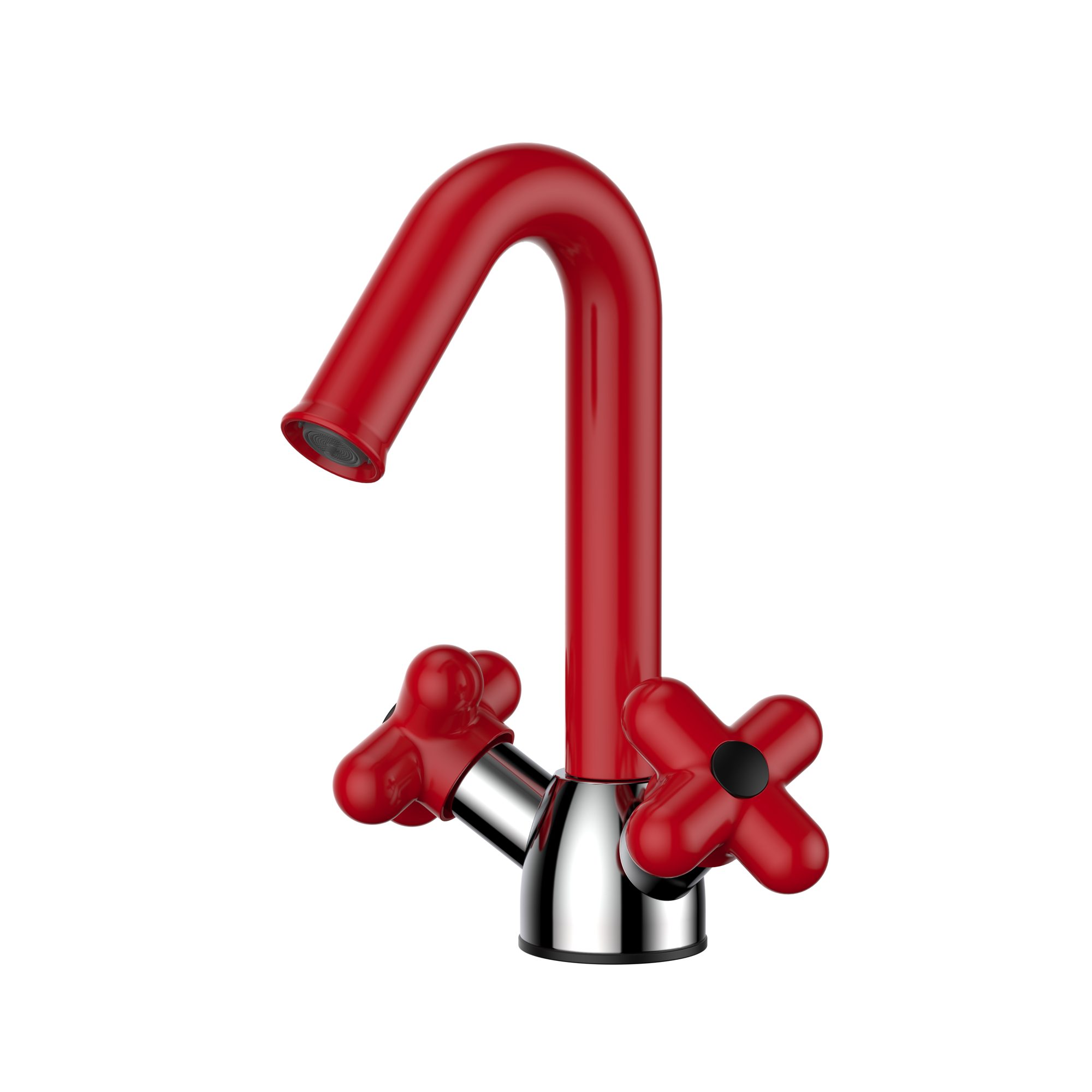 Red Flower Cartoon Cute Green Modern Brass Dual Handle Single Hole Ceramic Valve Core Hot and Cold Washbasin Faucet